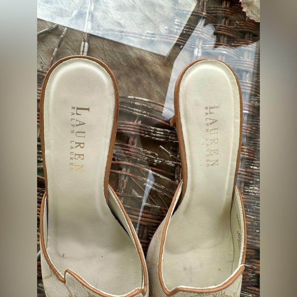 Lauren Ralph Lauren CECILY Beige & Tan Slip-On Sandals - Size 8 B- Cream color - Picture 9 of 11
